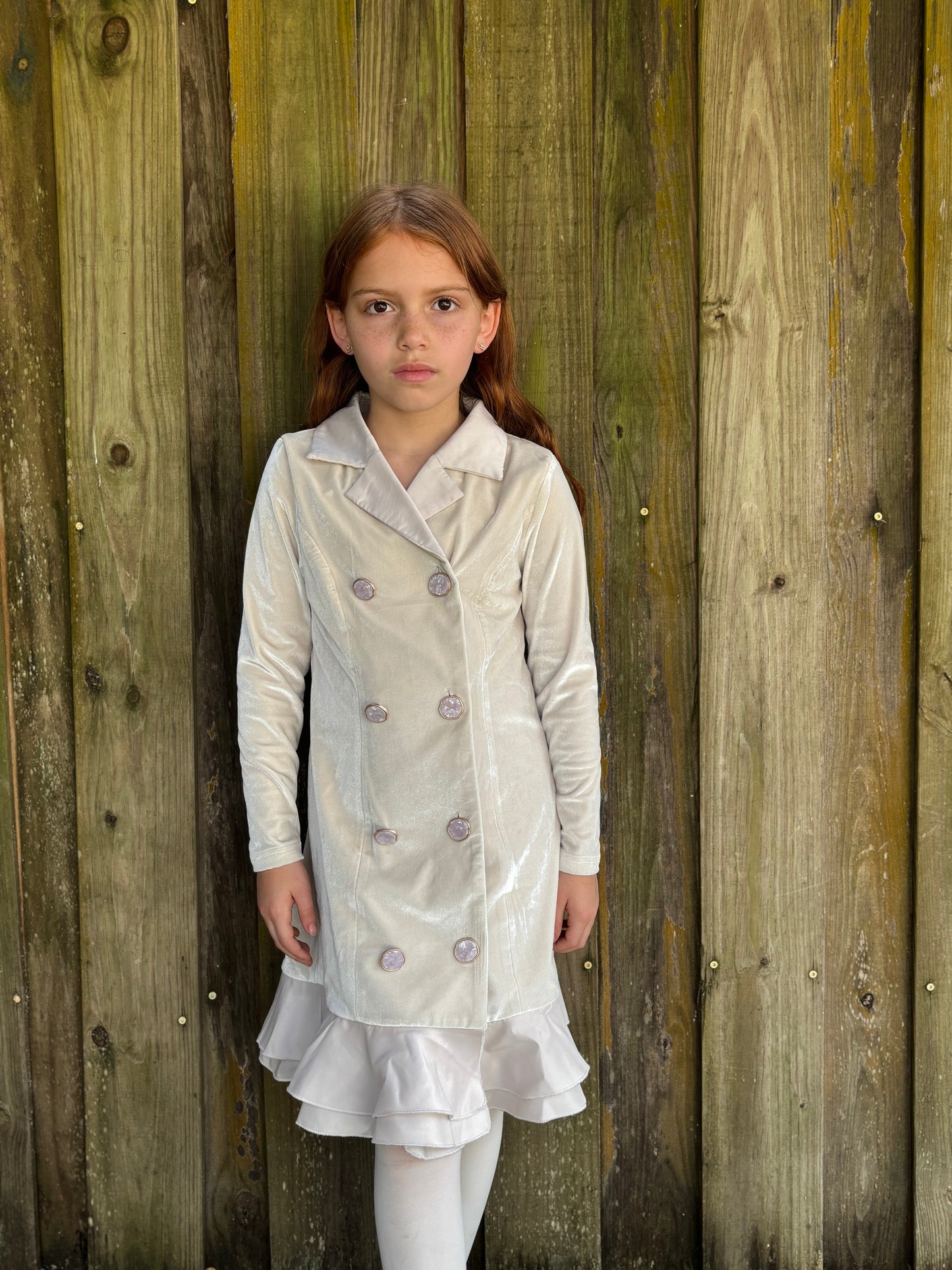 Ivory Velvet Blazer Dress