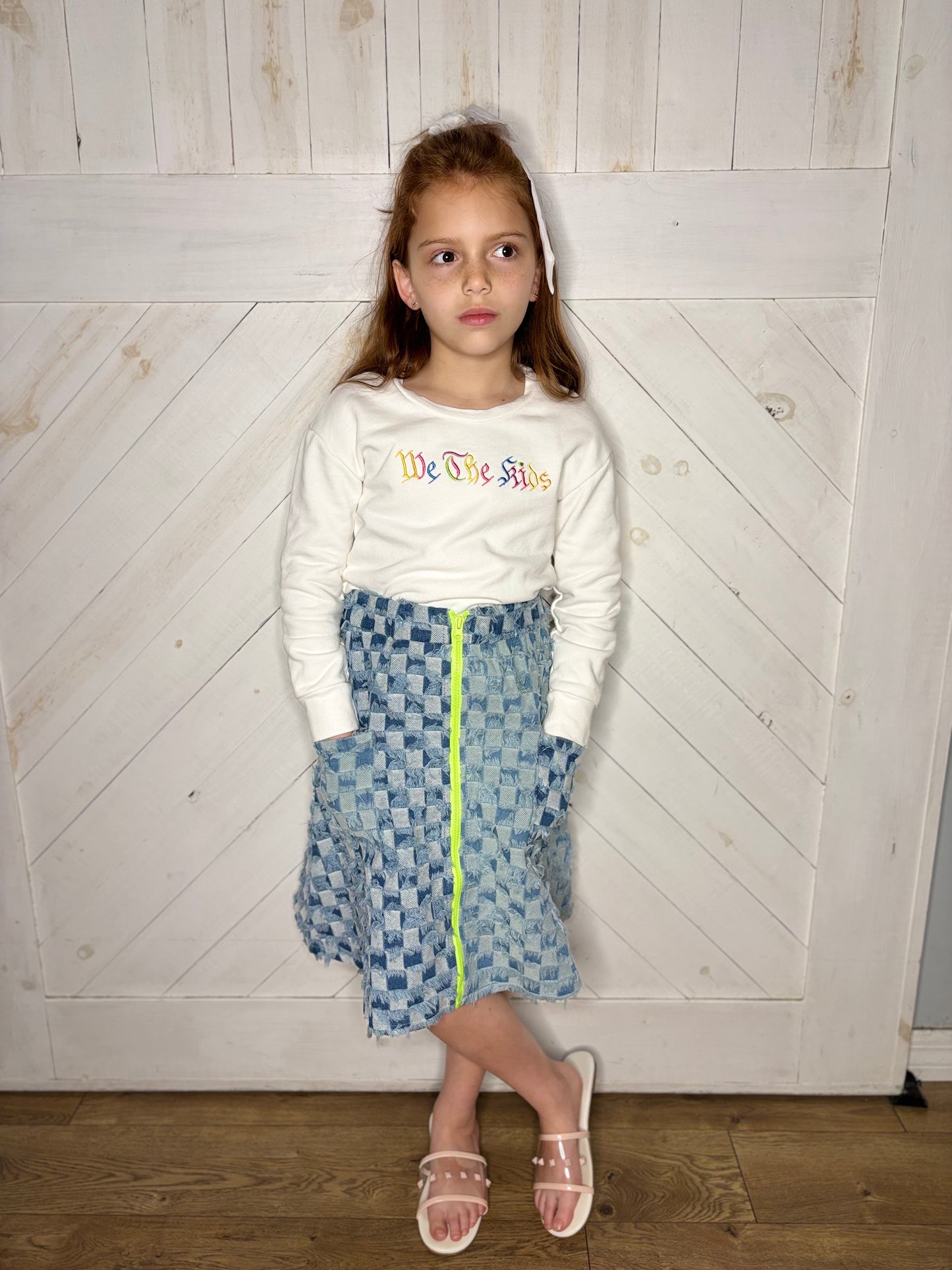 Neon zipper Jean skirt