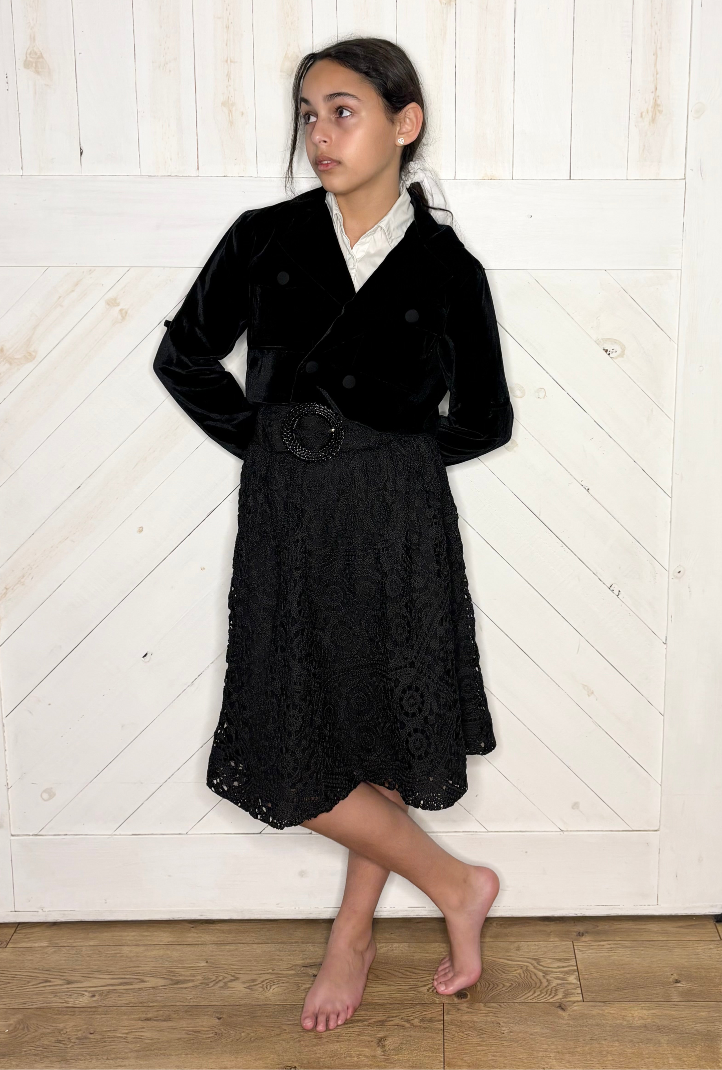 Black Lace Skirt with Belt