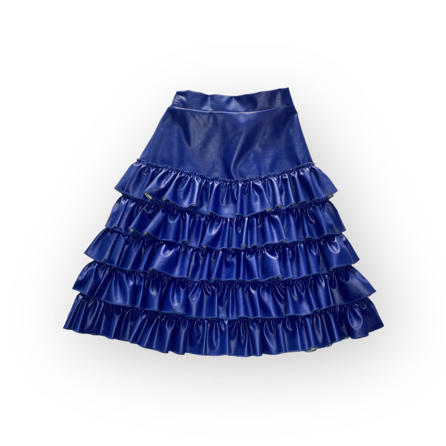 Cobalt Ruffle Leather Skirt Set
