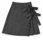 Double Bow Wrap Skirt_Pinstripe