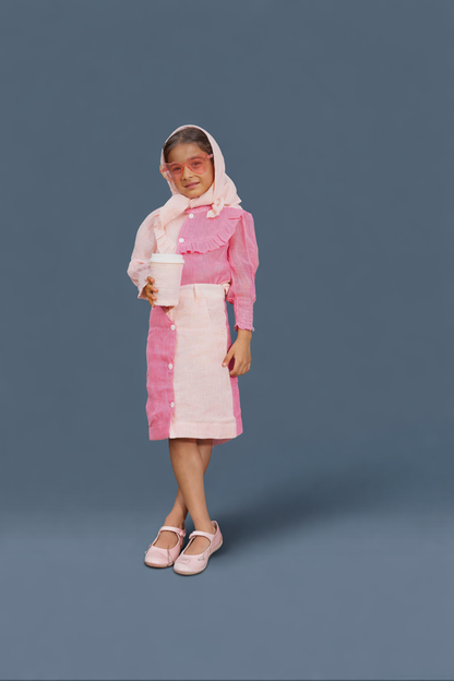 Squiggle Pink Linen Set