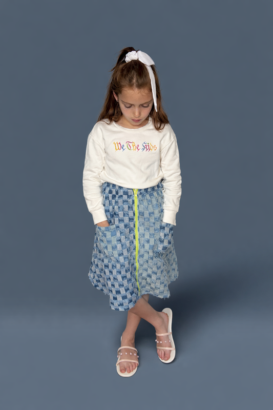 Neon zipper Jean skirt