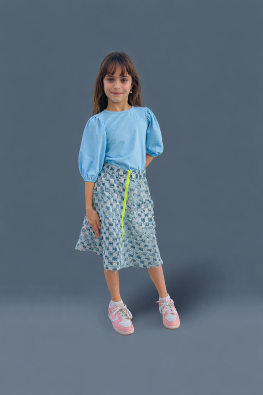 Bubble Sleeves Tee in Cloudy Blue