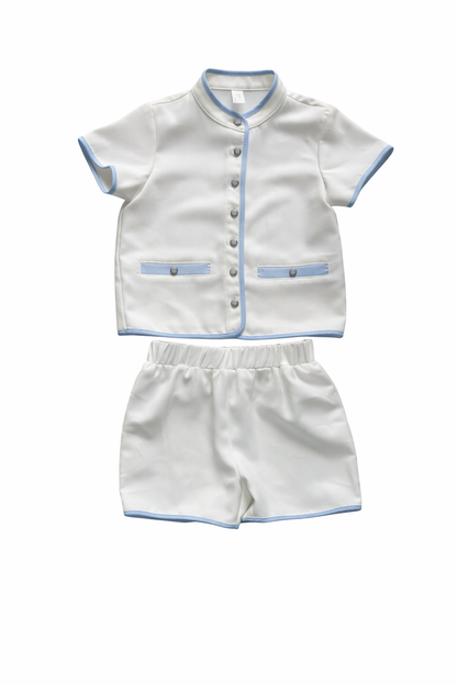 Sky Blue on White Boys Set