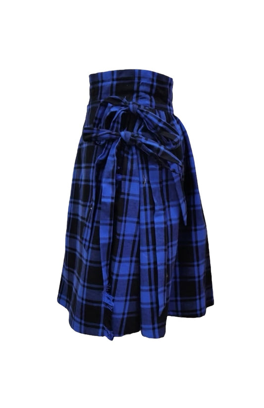Double Bow Plaid Wrap Skirt