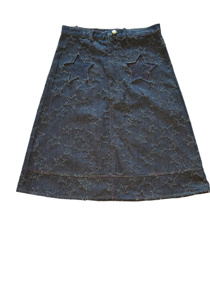 Rainbow Stitch Star Jean Skirt