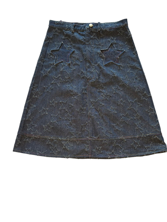 Rainbow Stitch Star Jean Skirt