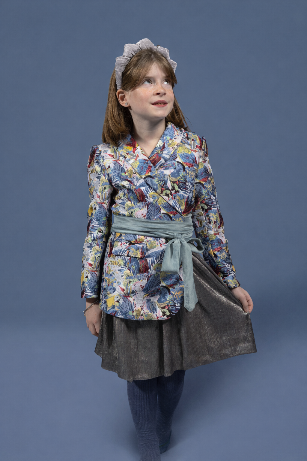 Jacquard Wrap Belted Blazer
