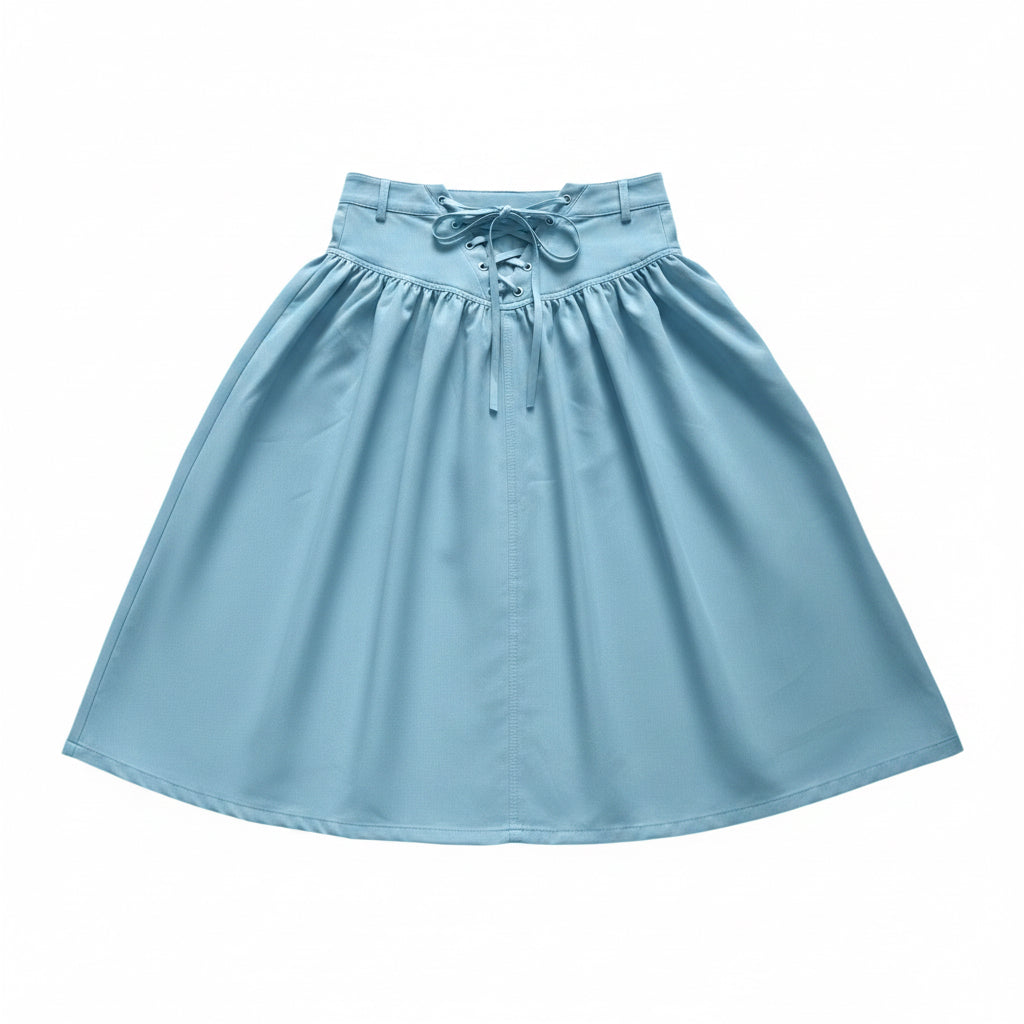 Midi Lace Up Jean Skirt