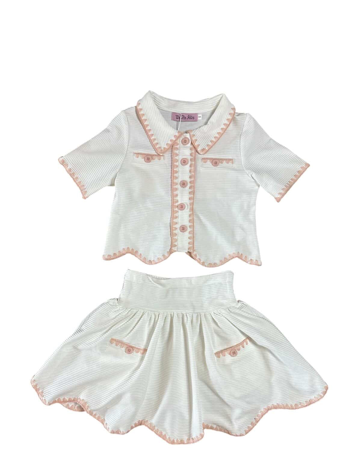 Embroidered Scalloped White Girls Set_short