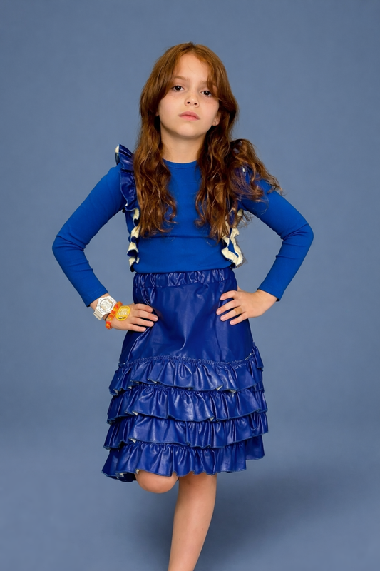 Cobalt Blue Ruffle Shirt