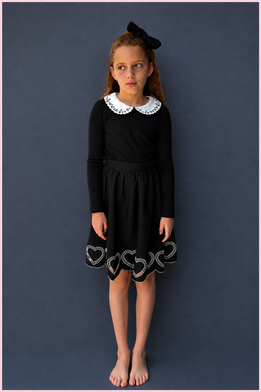 Scalloped Heart Skirt_Black