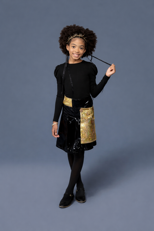 Patent Leather Pleated Skirt