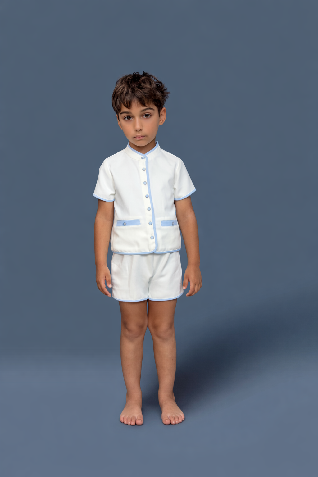 Sky Blue on White Boys Set