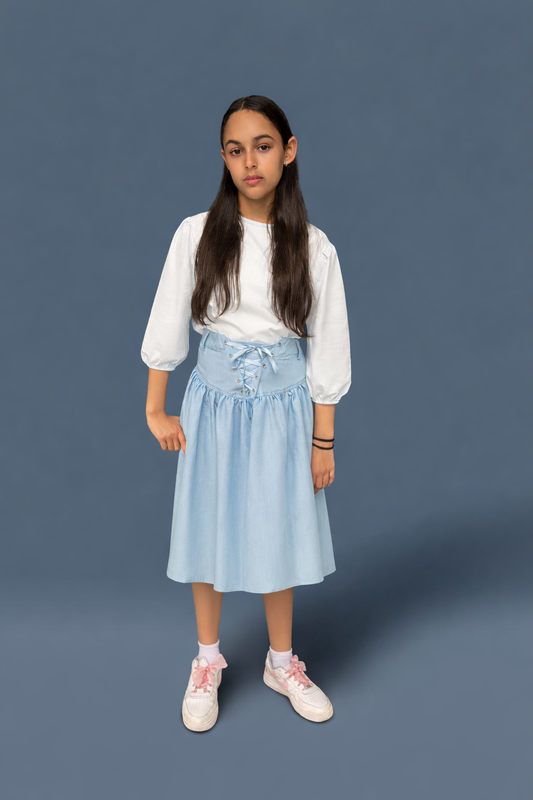 Bubble Sleeves Tee in White