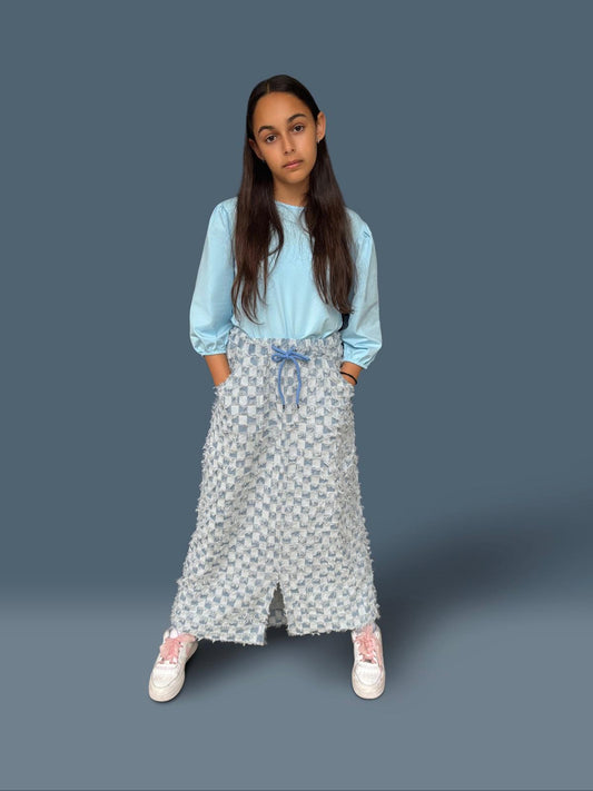 Maxi Textured Jean Skirt