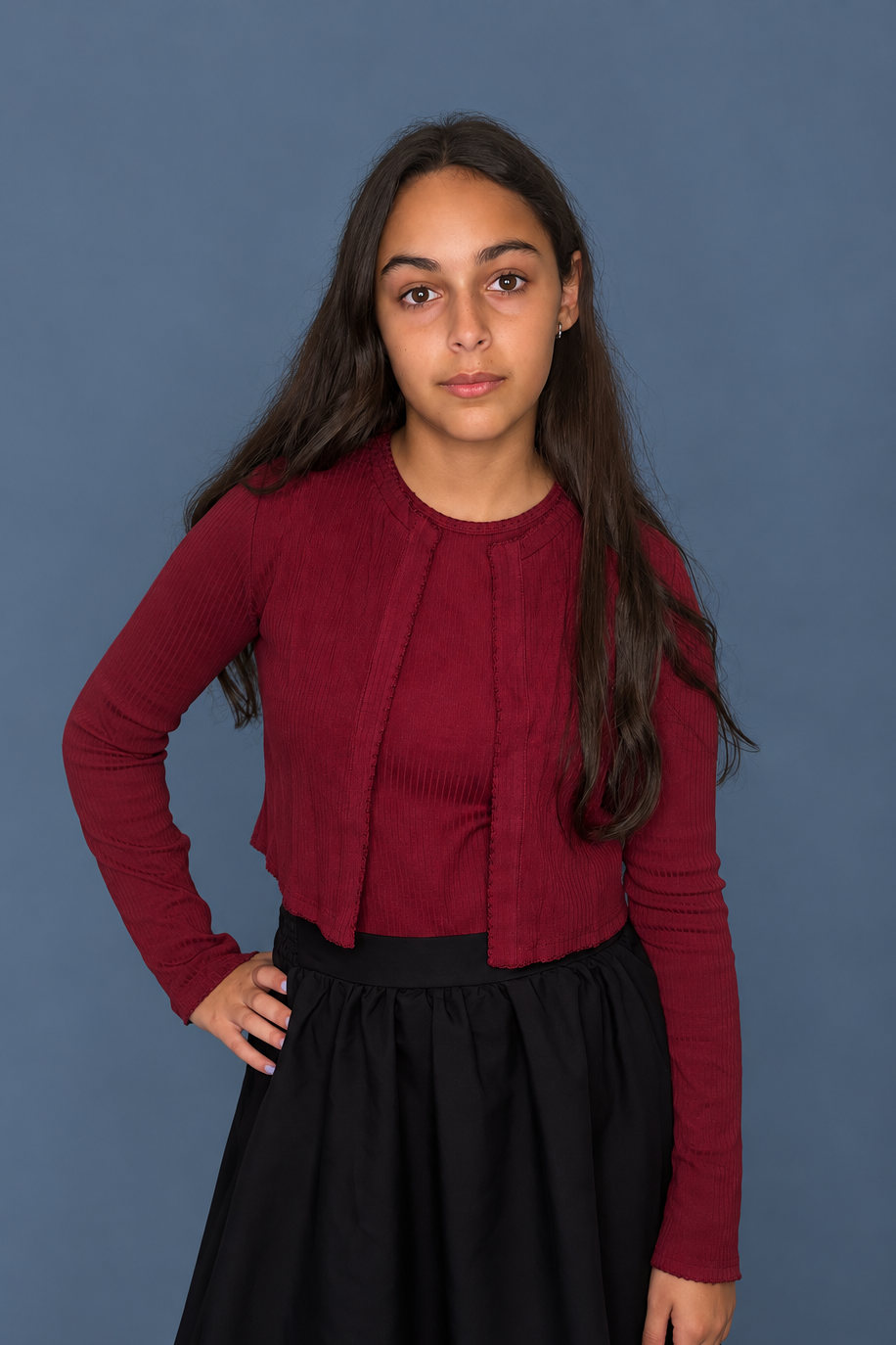 Crop Cardigan and Shell Set_Bergundy
