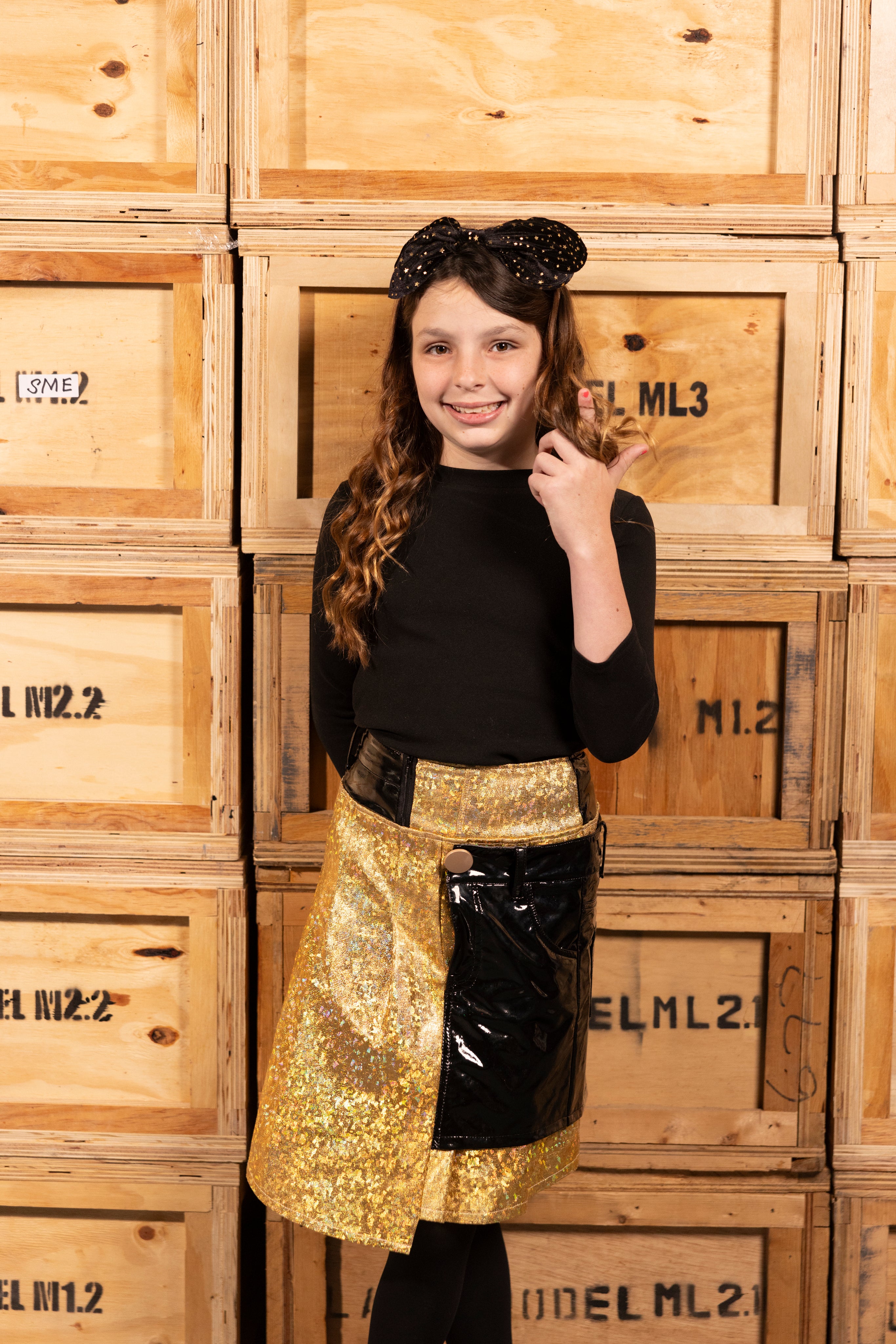 Gold foil pleated skirt best sale