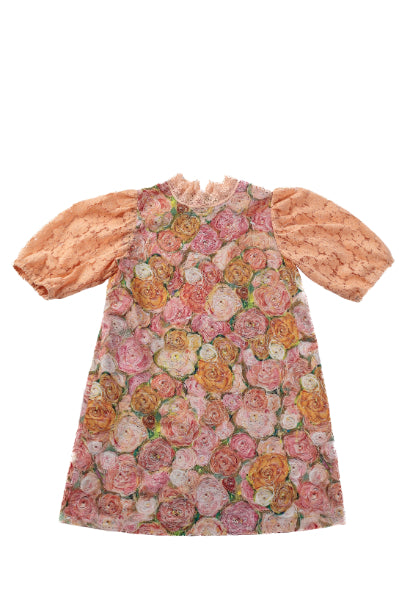 Peach Rose Lace Dress