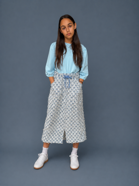 Bubble Sleeves Tee in Cloudy Blue