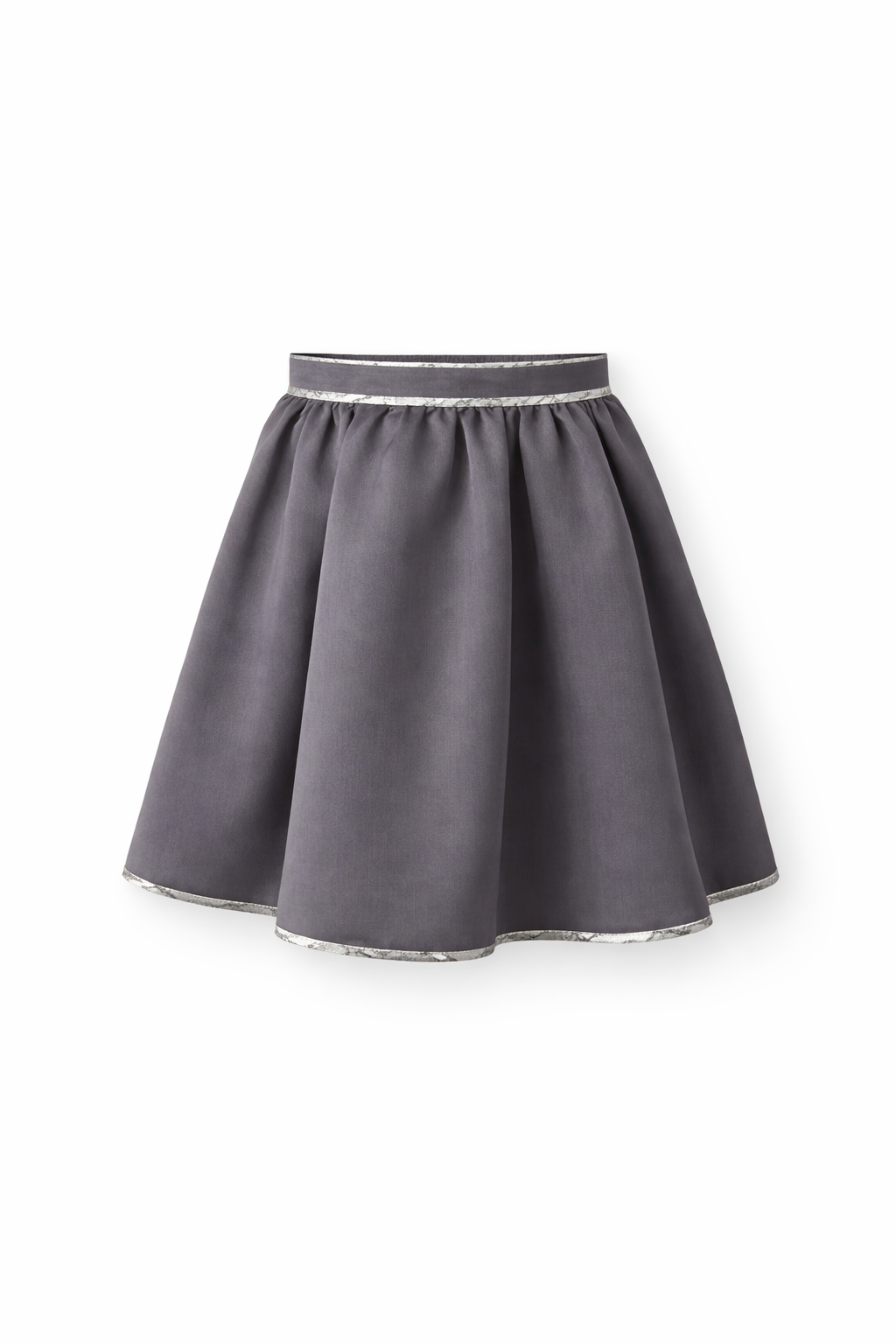Grey Contrast Trim Tiered Skirt