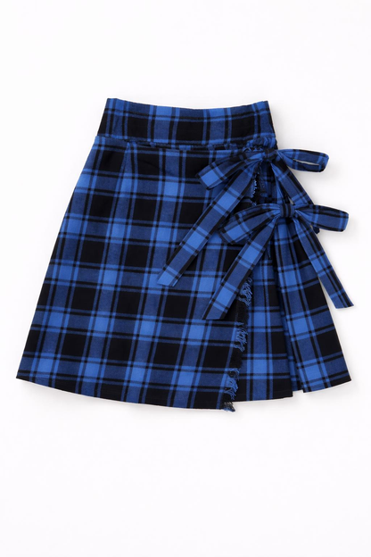 Double Bow Wrap Skirt_Plaid
