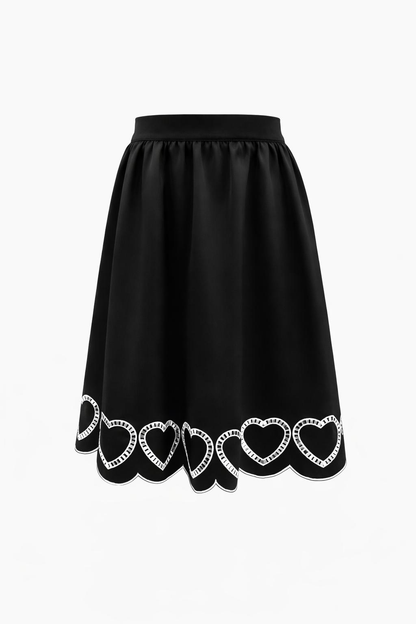 Scalloped Heart Skirt_Black