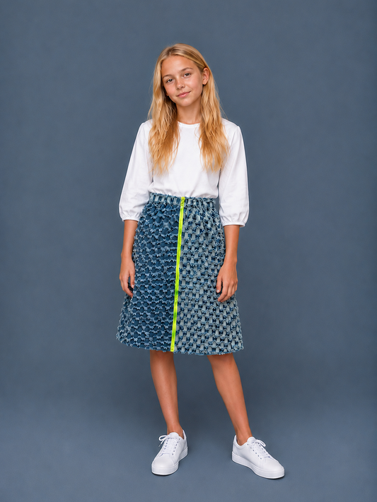 Neon zipper Jean skirt