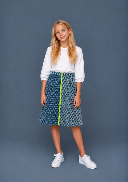 Neon Zipper Jean Skirt